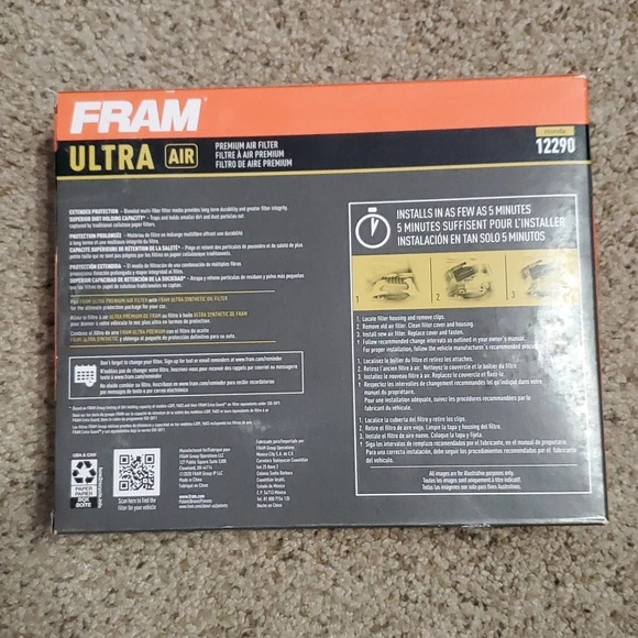 Fram Ultra Air Premiun Air Filter Honda Car Parts 12290 - Picture 4 of 7